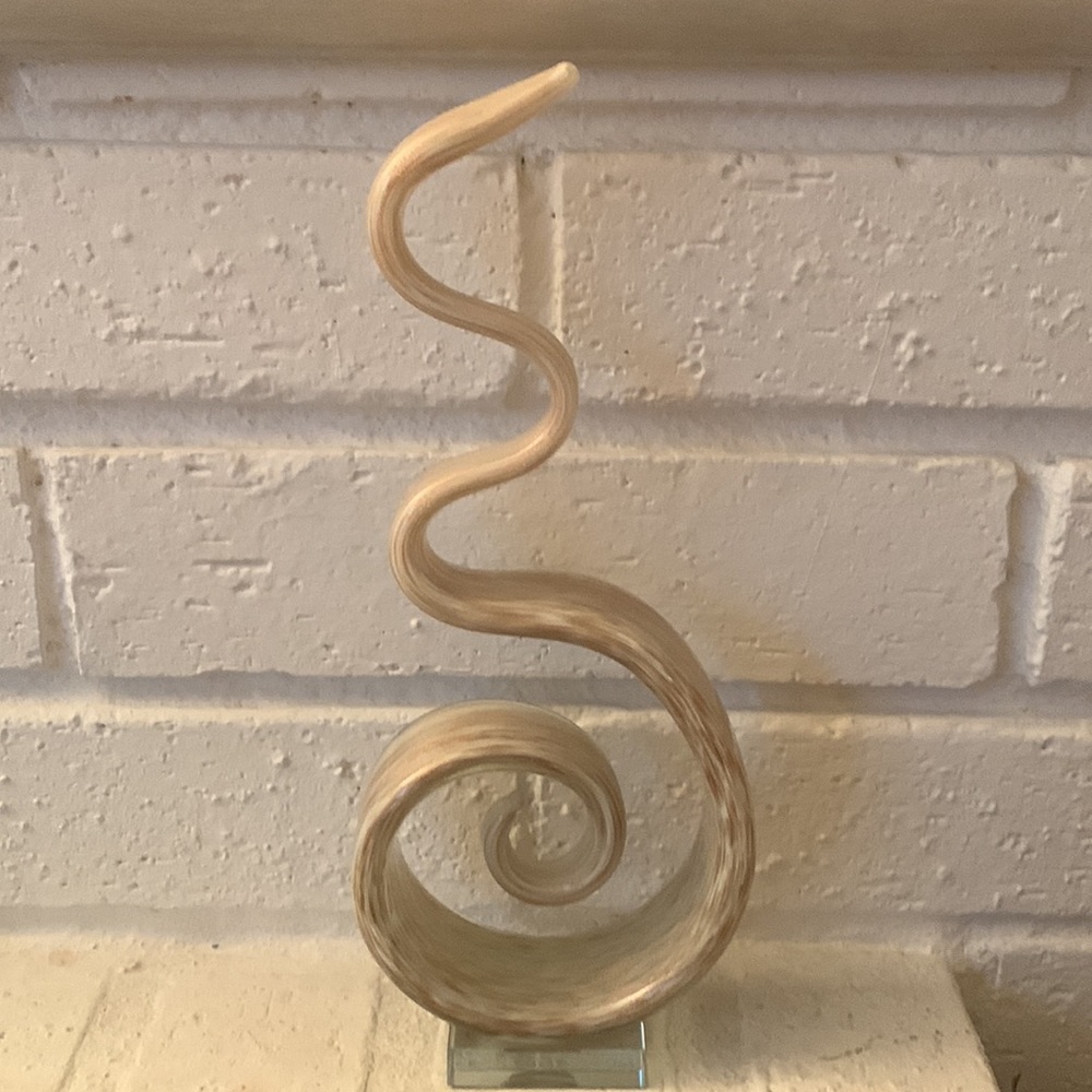 Murano sculpture swirl aventurina signed Abstract Art Glass on base 16”